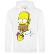 Men`s hoodie Homer Simpson White фото