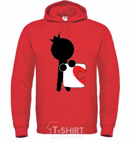Men`s hoodie PAIRED COLOR PUZZLE BOY bright-red фото