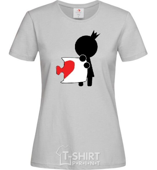 Women's T-shirt PAIRED COLOR PUZZLE GIRL grey фото