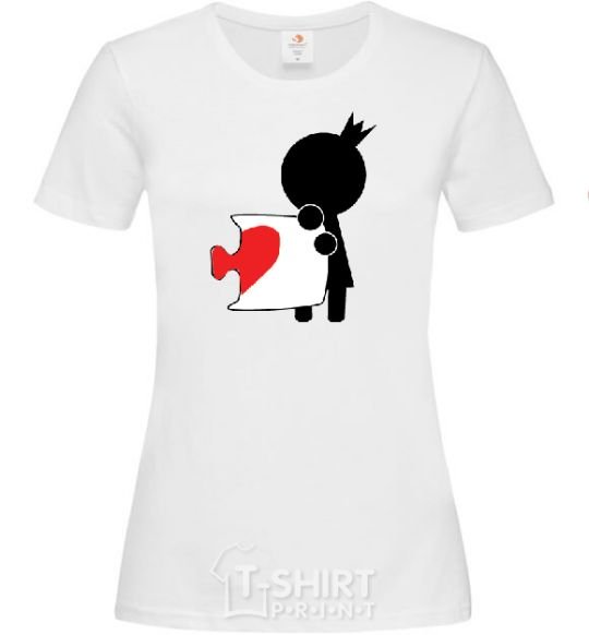 Women's T-shirt PAIRED COLOR PUZZLE GIRL White фото