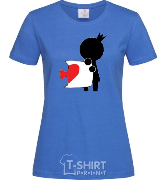 Women's T-shirt PAIRED COLOR PUZZLE GIRL royal-blue фото
