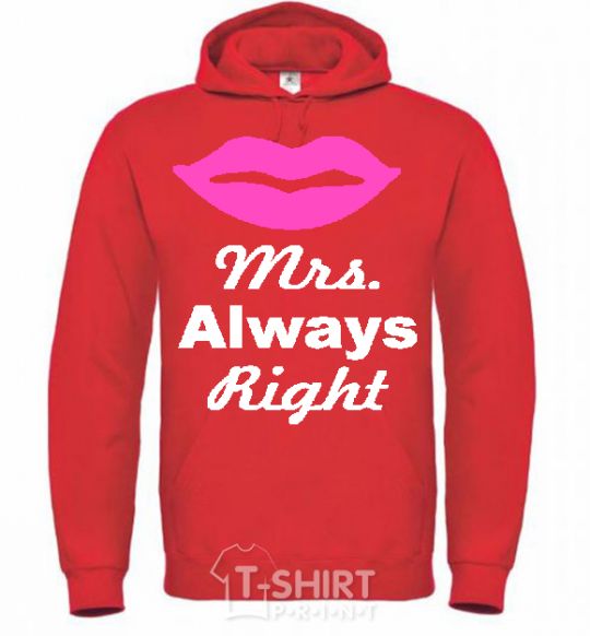 Men`s hoodie MRS. ALWAYS RIGHT bright-red фото