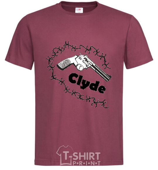 Men's T-Shirt CLYDE + burgundy фото