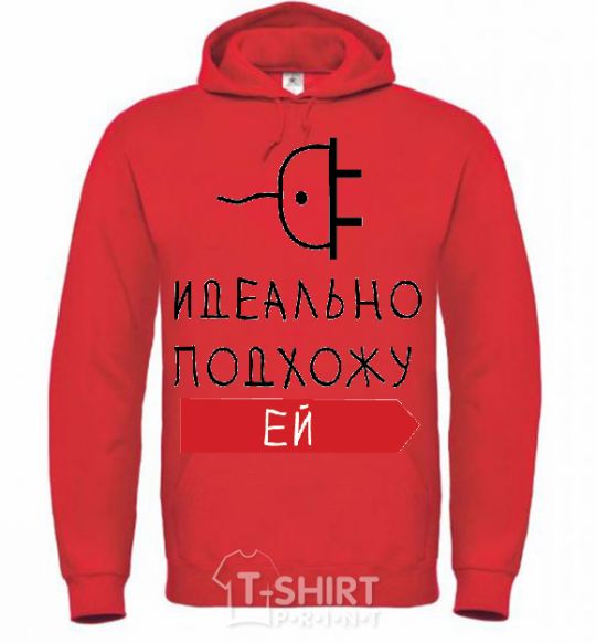 Men`s hoodie PERFECT FOR HER bright-red фото