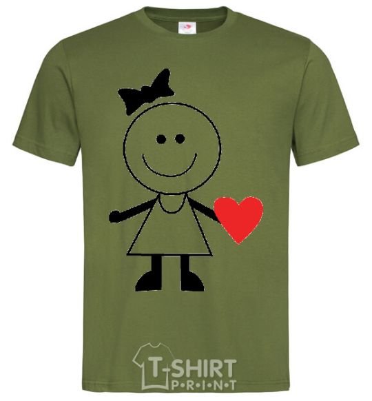 Мужская футболка GIRL WITH HEART Оливковый фото