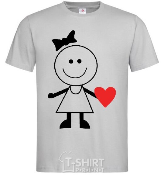 Men's T-Shirt GIRL WITH HEART grey фото