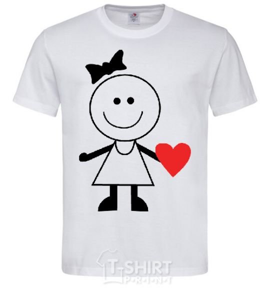 Men's T-Shirt GIRL WITH HEART White фото
