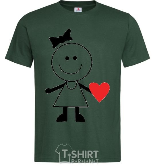 Men's T-Shirt GIRL WITH HEART bottle-green фото