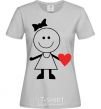 Women's T-shirt GIRL WITH HEART grey фото
