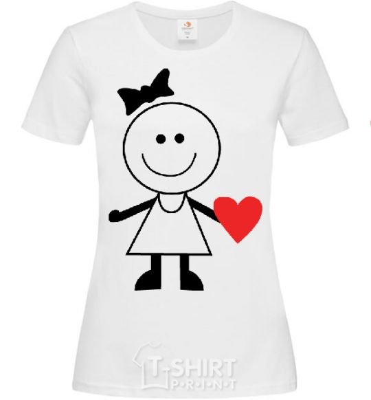 Women's T-shirt GIRL WITH HEART White фото