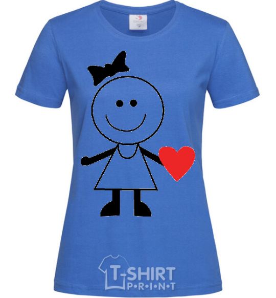 Women's T-shirt GIRL WITH HEART royal-blue фото