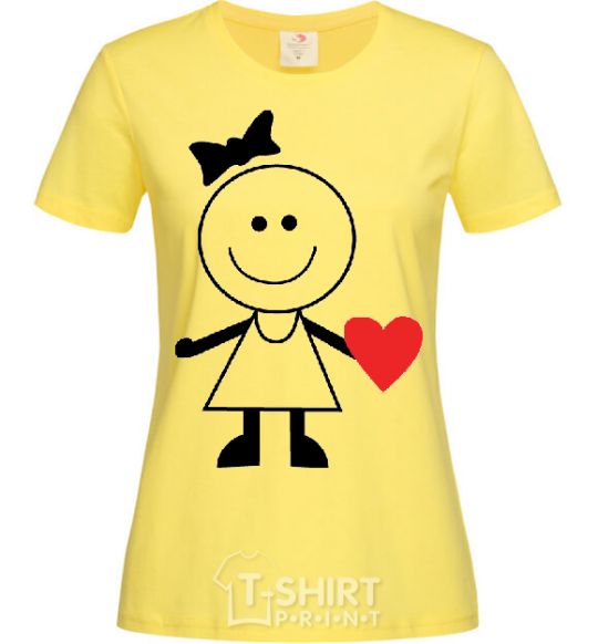 Women's T-shirt GIRL WITH HEART cornsilk фото