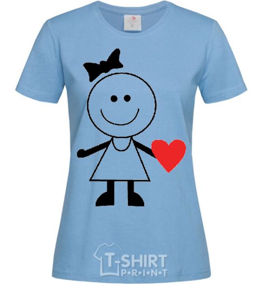 Женская футболка GIRL WITH HEART Голубой фото