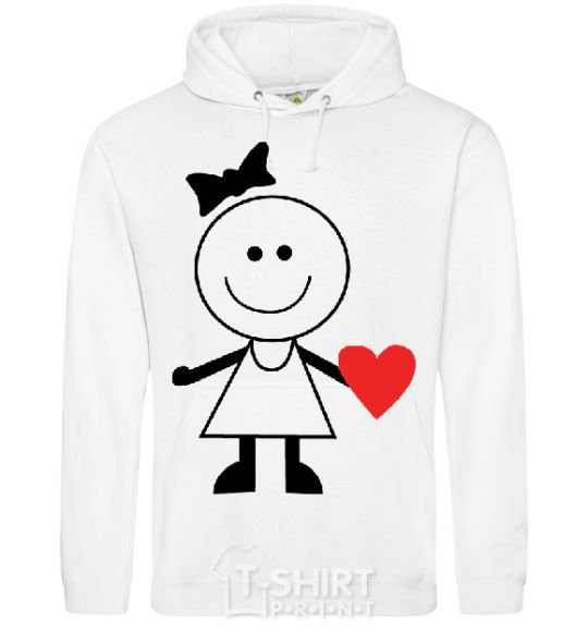 Men`s hoodie GIRL WITH HEART White фото