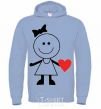 Men`s hoodie GIRL WITH HEART sky-blue фото