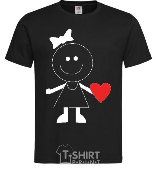 Men's T-Shirt GIRL WITH HEART black фото