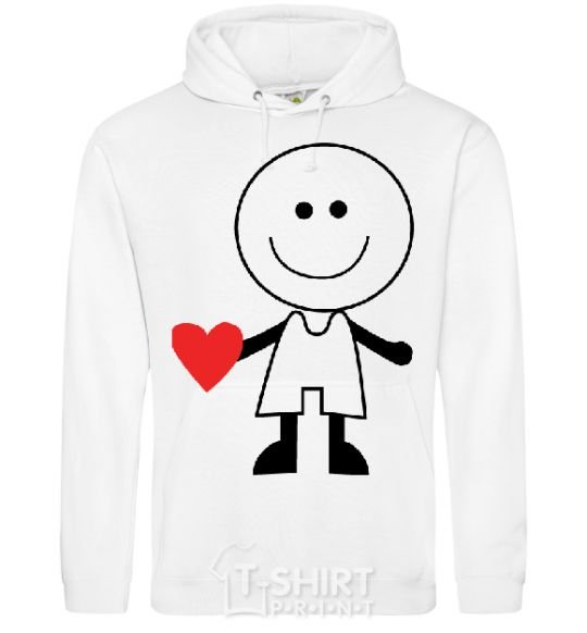 Men`s hoodie BOY WITH HEART White фото