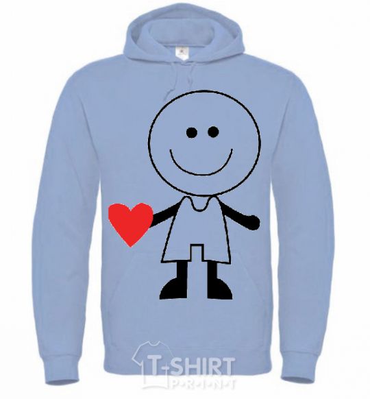 Men`s hoodie BOY WITH HEART sky-blue фото