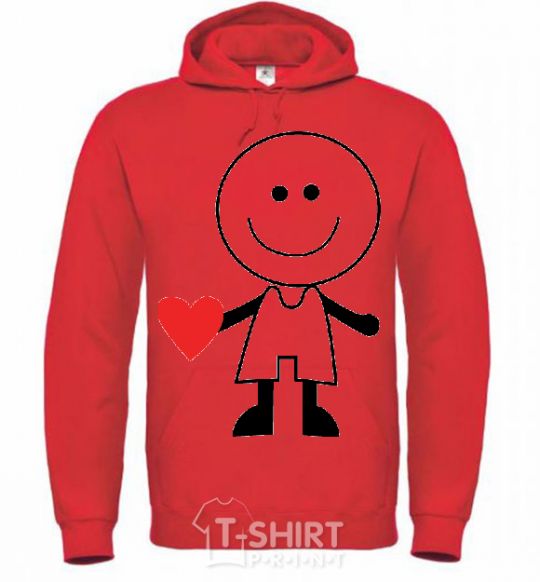 Men`s hoodie BOY WITH HEART bright-red фото
