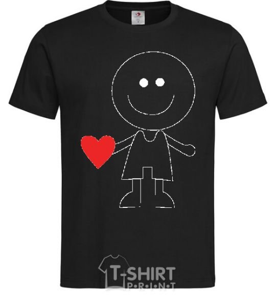 Men's T-Shirt BOY WITH HEART black фото
