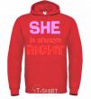 Men`s hoodie SHE IS ALWAYS RIGHT bright-red фото