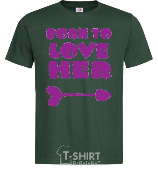 Мужская футболка Надпись BORN TO LOVE HER Темно-зеленый фото