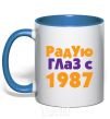Mug with a colored handle PLEASING TO THE EYE WITH... royal-blue фото