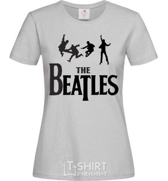 Women's T-shirt THE BEATLES BOLD grey фото