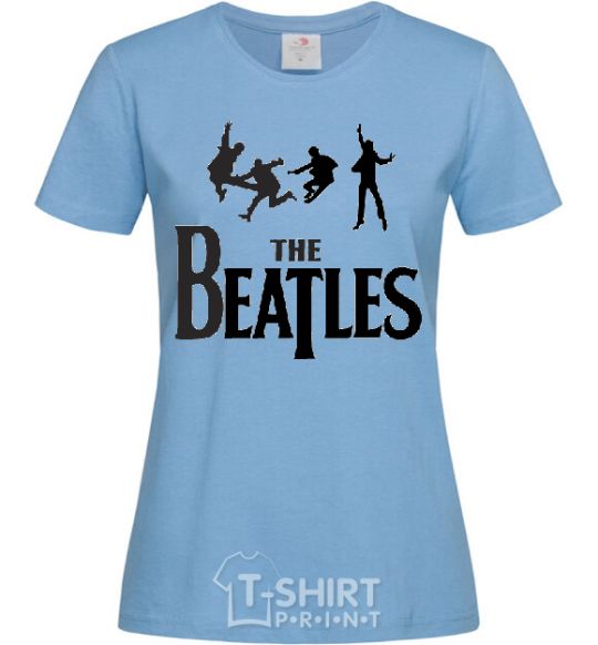 Women's T-shirt THE BEATLES BOLD sky-blue фото