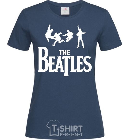 Women's T-shirt THE BEATLES BOLD navy-blue фото