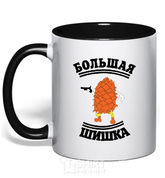 Mug with a colored handle BIG SHEET black фото