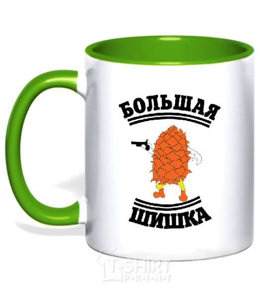 Mug with a colored handle BIG SHEET kelly-green фото