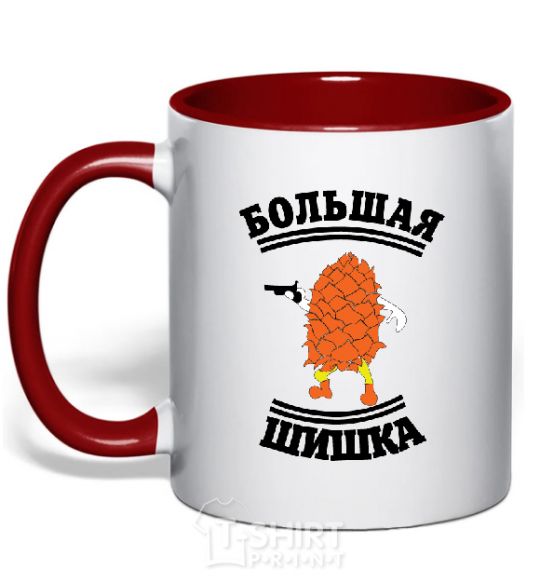 Mug with a colored handle BIG SHEET red фото