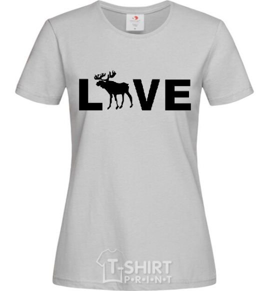 Women's T-shirt DEER LOVE grey фото