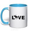 Mug with a colored handle DEER LOVE sky-blue фото