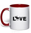 Mug with a colored handle DEER LOVE red фото