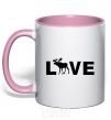 Mug with a colored handle DEER LOVE light-pink фото