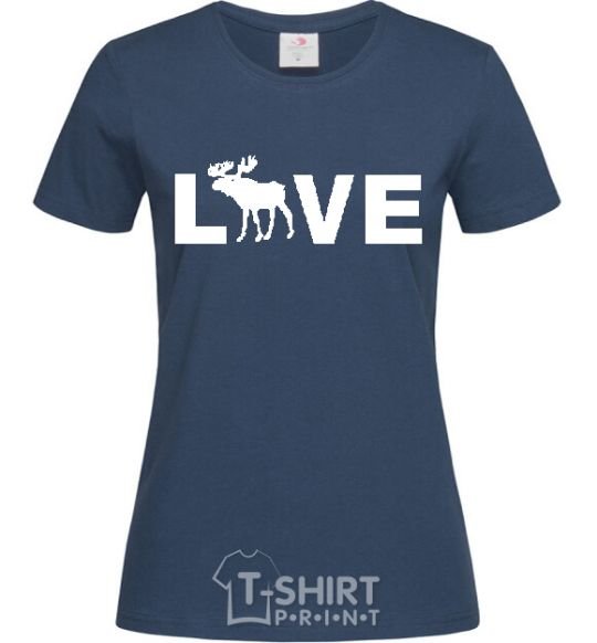 Women's T-shirt DEER LOVE navy-blue фото