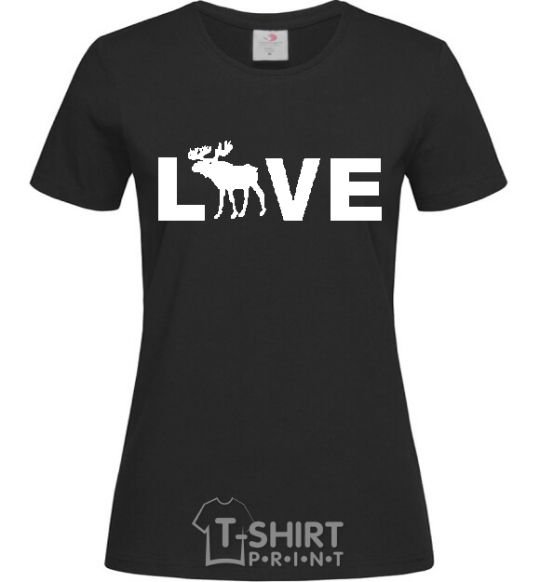 Women's T-shirt DEER LOVE black фото