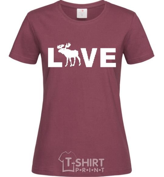 Women's T-shirt DEER LOVE burgundy фото