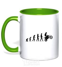 Mug with a colored handle MOTOCROSS EVOLUTION kelly-green фото