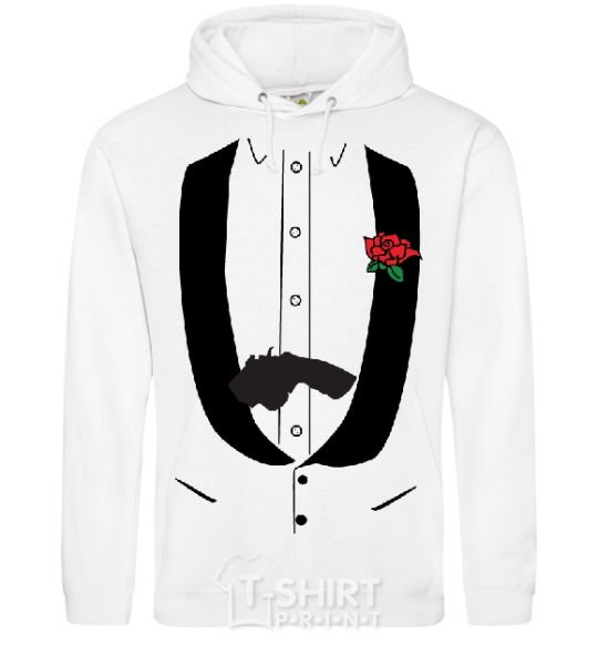 Men`s hoodie GUN ROSE FRAK White фото