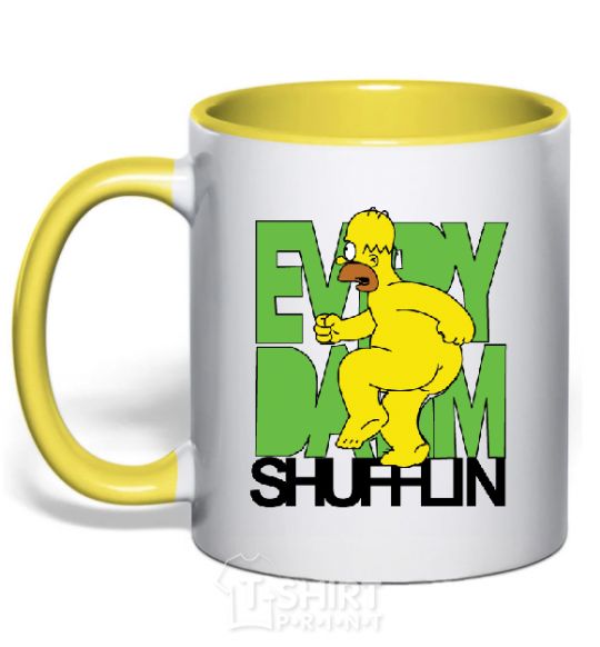 Mug with a colored handle SIMPSON NAKED yellow фото