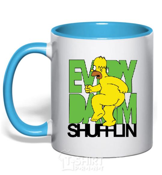 Mug with a colored handle SIMPSON NAKED sky-blue фото