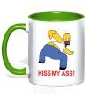 Mug with a colored handle KISS MY ASS Homer simpson kelly-green фото