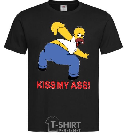 Мужская футболка KISS MY ASS Homer simpson Черный фото