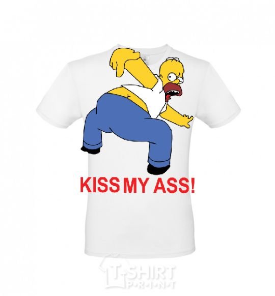 Мужская футболка KISS MY ASS Homer simpson Белый фото