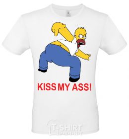 Men's T-Shirt KISS MY ASS Homer simpson White фото