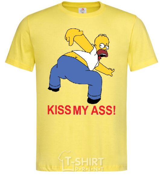 Мужская футболка KISS MY ASS Homer simpson Лимонный фото