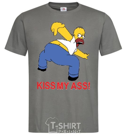 Мужская футболка KISS MY ASS Homer simpson Графит фото